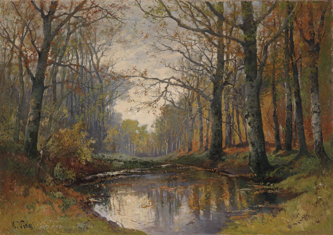 【油彩風景画】VITO「 in Woodland」額装 英国調 秋の森の風景 | カールヴィカス